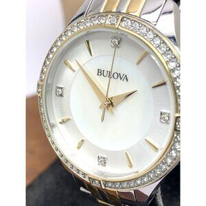 Bulova Women's Watch 98L273 Mother of Pearl Dial Crystal Accent Two Tone